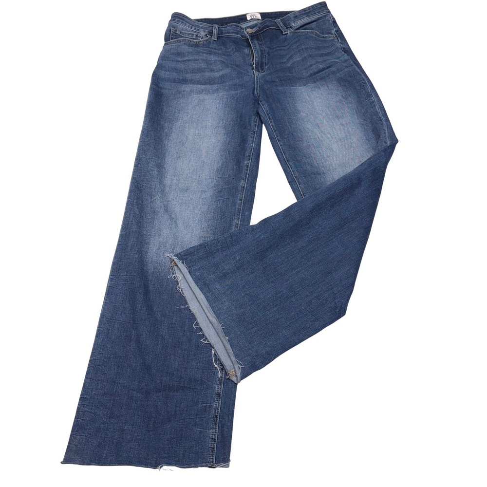 Wash Lab‎ Serene Blue Wide Leg Raw Hem Jeans WL1959B Size 31 Mens Womens